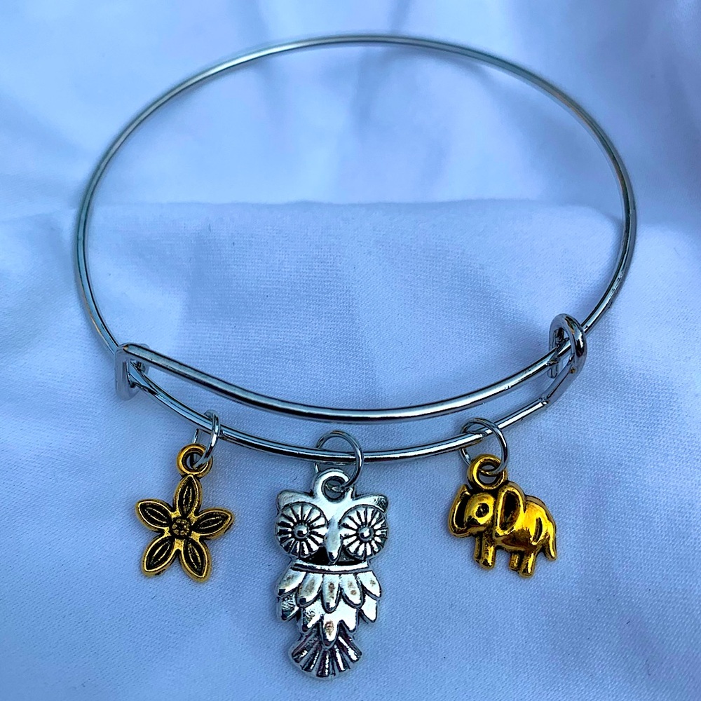 Brand New! Handmade! Adjustable Charm Bangle Bracelet!